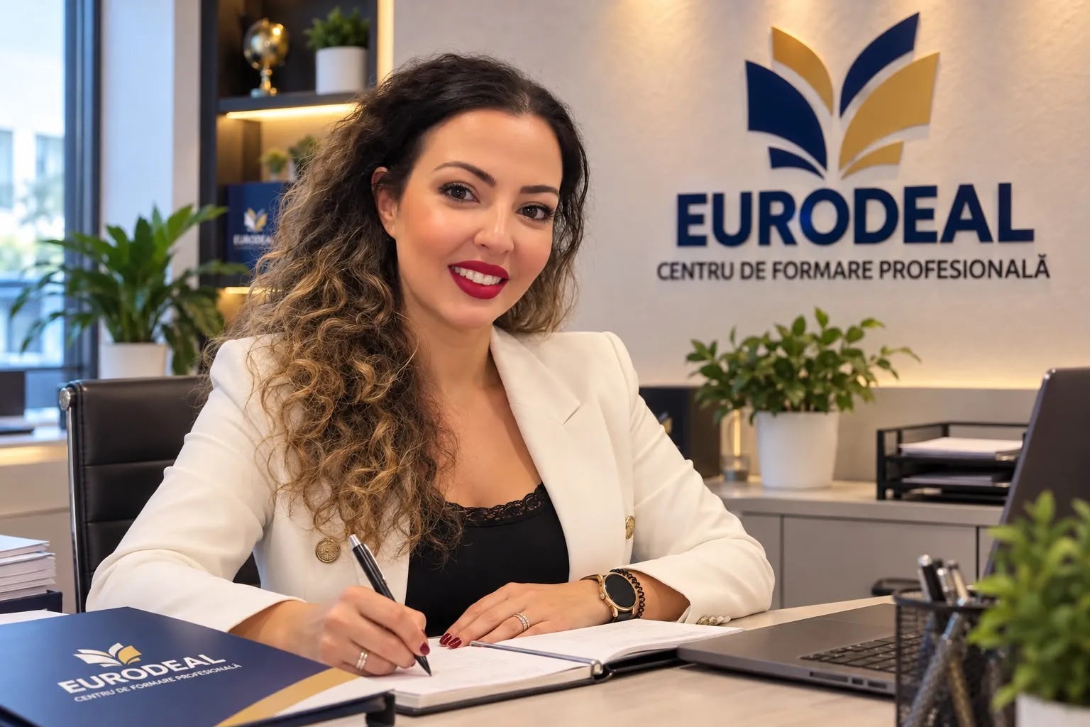 Gabriela Panait, manager de marketing Eurodeal, la birou